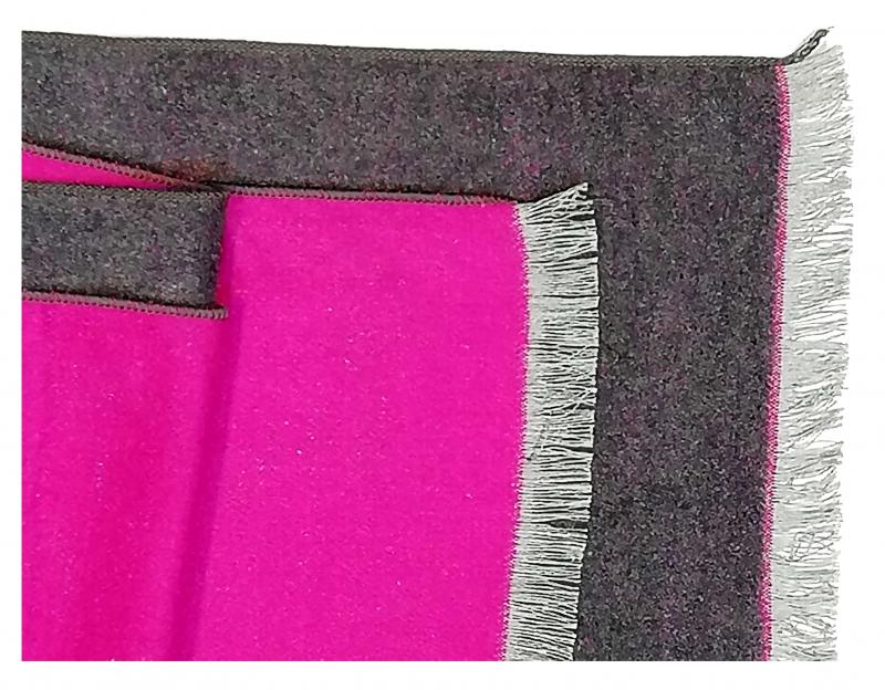 Scarf Shawl 100% Silk Flannel Pink Lila Anthrazit Dark Grey